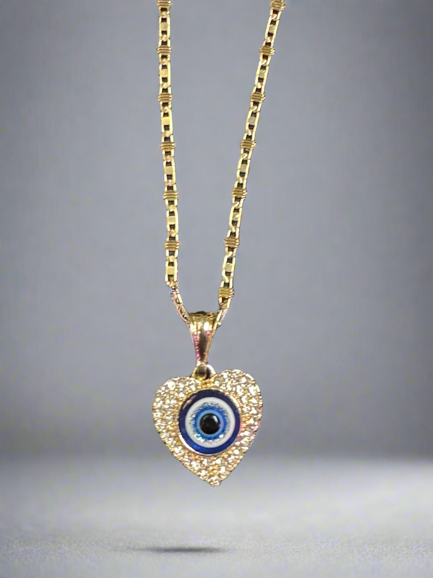 Heart evil eye necklace